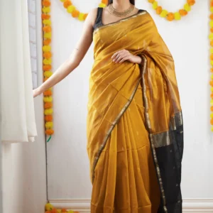 Mustard Cotton Handloom Saree
